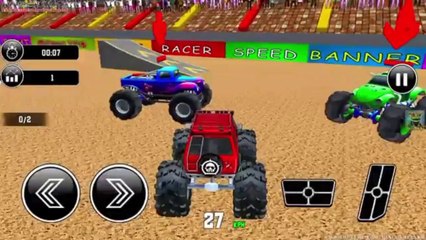 Extreme monster truck driving demolition Derby