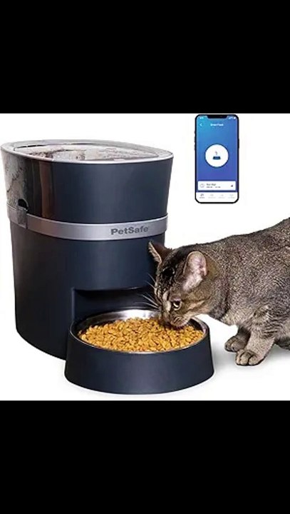Smart Feed Pet Feeder - Automatic Cat Feeder, Automatic Dog Feeder with App - Compatible with Alexa, Apple, Android - Backup Batteries for Power Outage, Black