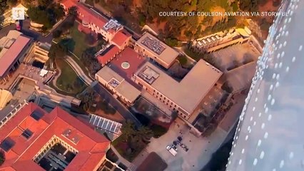 Aerial footage shows Los Angeles firefighting from above