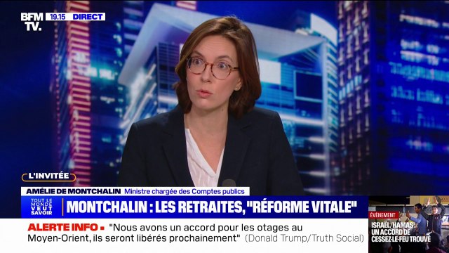 Retraites: Je fais confiance aux partenaires sociaux pour mettre sur la table des solutions , affirme Amélie de Montchalin (ministre chargée des Comptes publics)