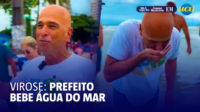 Prefeito de Guarujá bebe água do mar para provar qualidade das praias