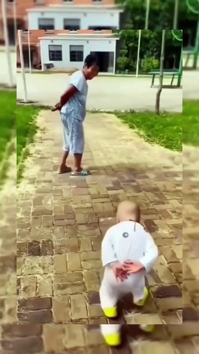 Babies copying old people
