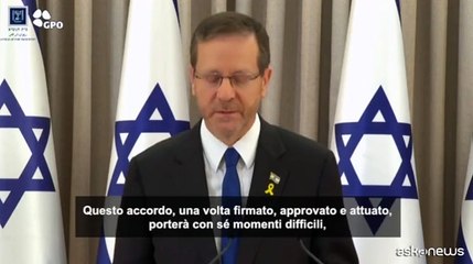 Tregua Gaza, Herzog: accordo porter? a momenti difficili, ? una sfida