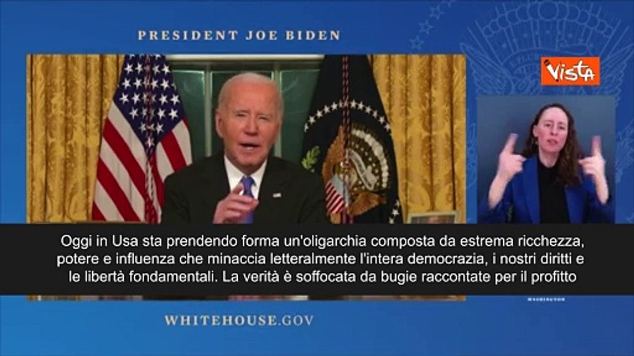 Biden: ?Negli Usa sta prendendo forma una pericolosa oligarchia?