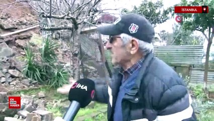 İstanbul Beykoz'da 5 metrelik istinat duvarı çöktü