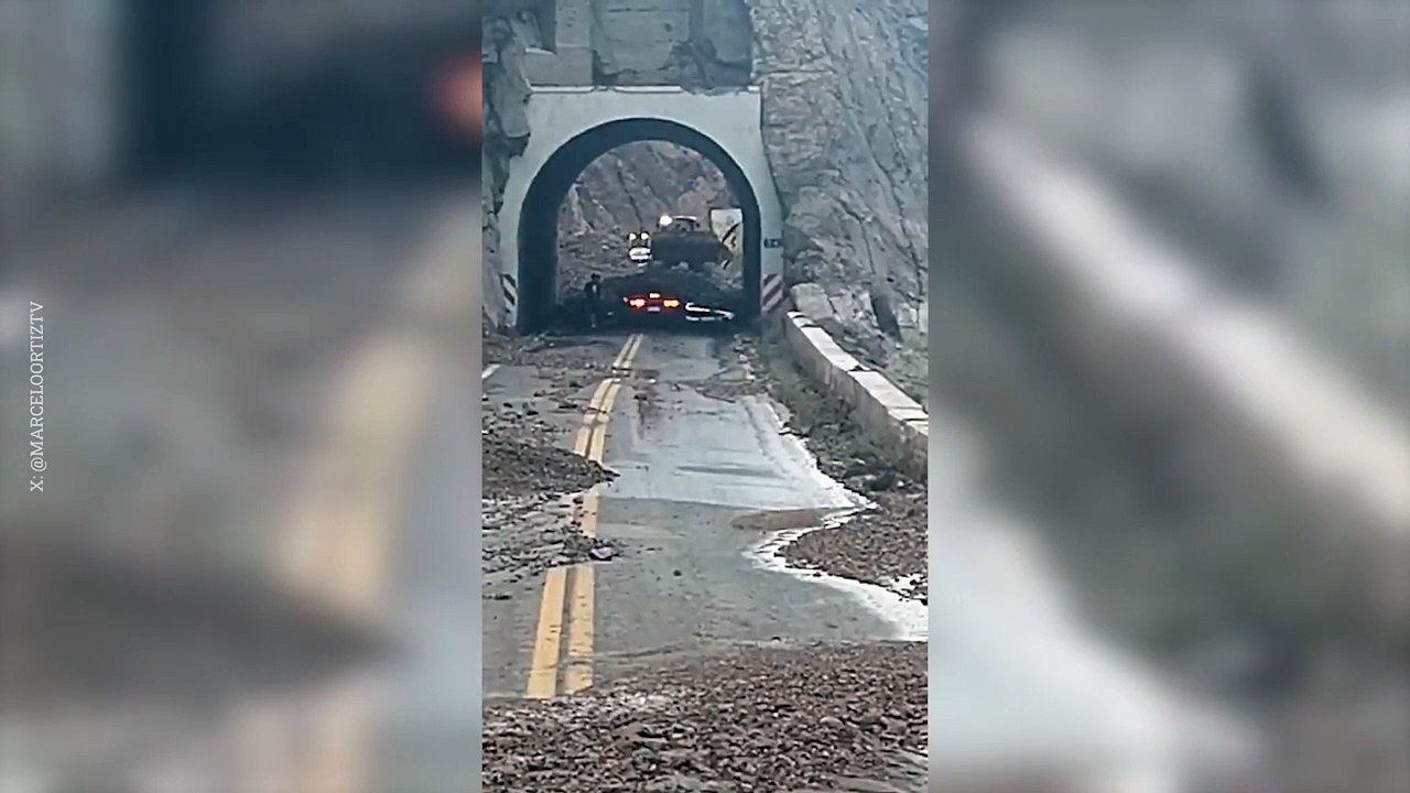Túneles tapados en la Ruta 7 por un alud de piedras