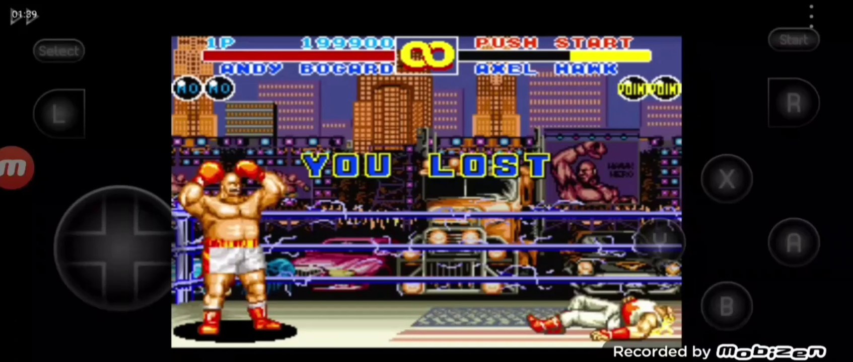 Fatal Fury 2 Andy Bogard vs Axel Hawk Andy Bogard é derrotado por Axel Hawk