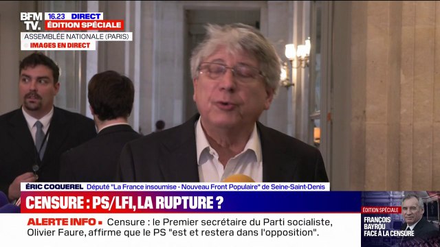 Éric Coquerel à propos de la motion de censure: Ceux qui ne la vote pas, sont de facto dans une majorité sans participation au gouvernement