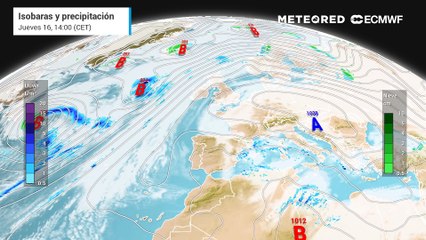 Evolución isobárica prevista en superficie para los próximos días
