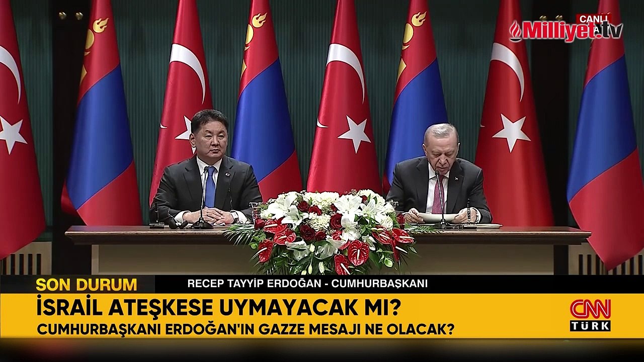 Moğolistan Cumhurbaşkanı Ankara'da! Cumhurbaşkanı Erdoğan'dan önemli açıklamalar