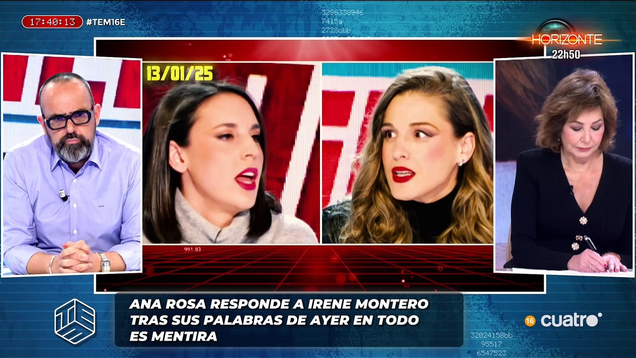Contestación de Ana Rosa Quintana a Irene Montero en Todo Es Mentira [16/01/2025]