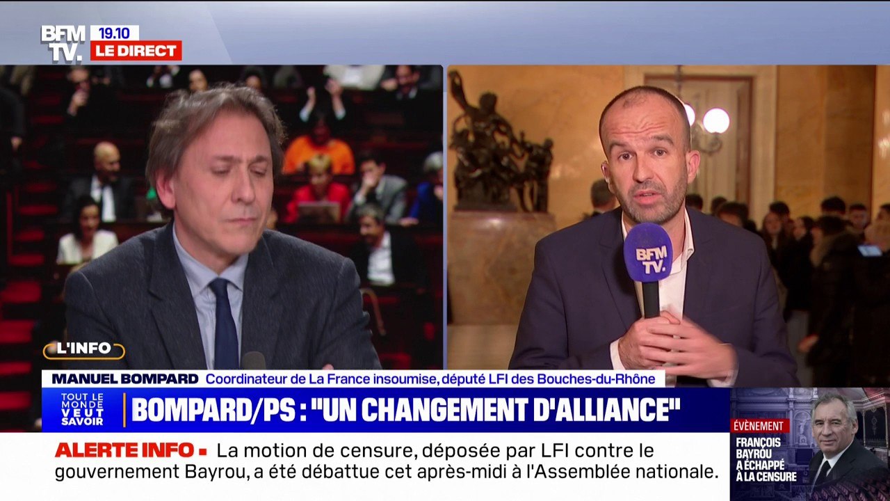 Motion de censure rejetée: "Tu ne dois pas être très à l'aise dans tes baskets ce soir", tacle Manuel Bompard (LFI) en s'adressant à Jérôme Guedj (PS)