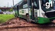 VÍDEO motorista do transporte público tenta cortar caminho e atola ônibus em canteiro de Cuiabá (video-converter.com)