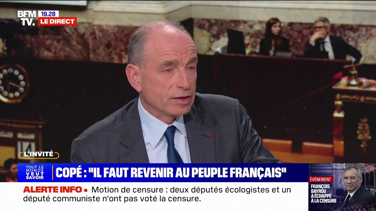 Motion de censure rejetée: "Les Français veulent une politique de droite", estime Jean-François Copé, ancien ministre et maire LR de Meaux