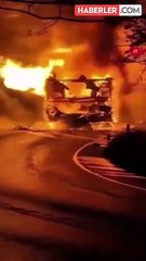 Sarıyer'de İETT otobüsü alev alev yandı