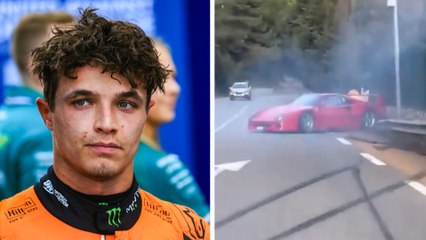 Lando Norris: Se viraliza el choque de su Ferrari F40 en Mónaco; el británico no estaba al volante