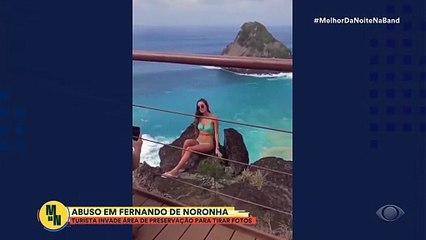 Turista invade área de preservação em precipício para tirar foto | Melhor da Noite