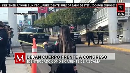 Dejan cuerpo de exagente de la Fiscalía frente al Congreso de Sinaloa