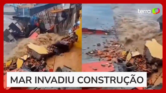 Quartel dos bombeiros desaba após fortes chuvas em Santa Catarina