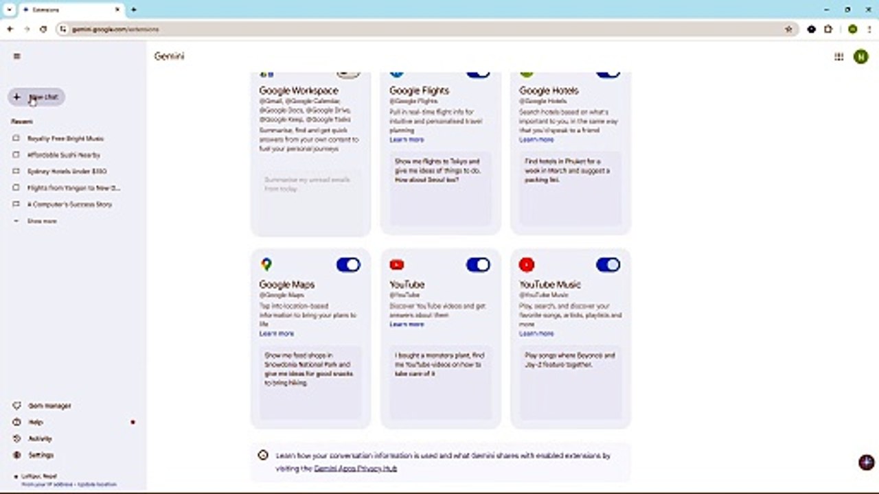Google Gemini Course Section 58 Using YouTube Music Extension
