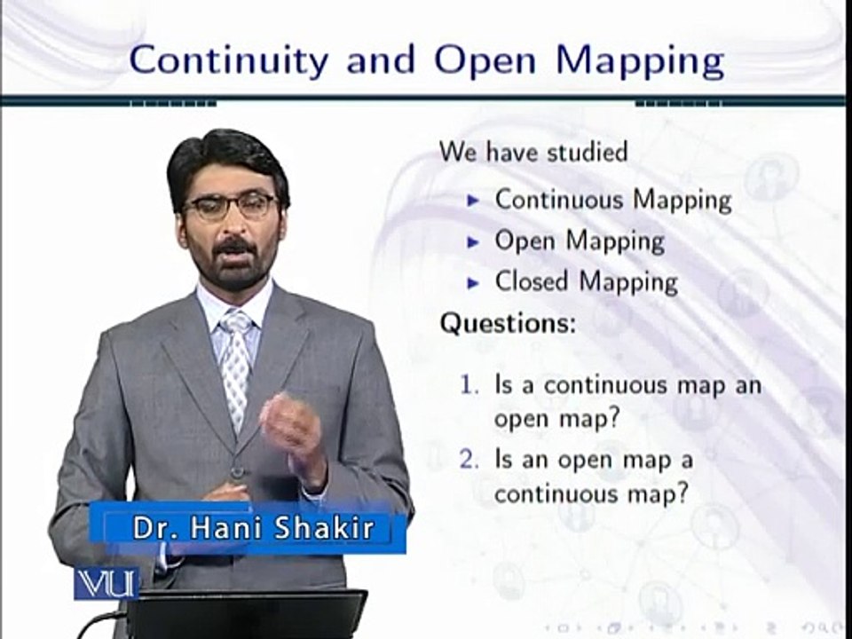 Topology Lecture 88 Continuity and open mapping in Topology in Urdu