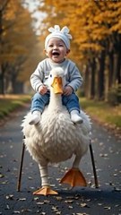 Giggles on a Disabled Goose #duck #riding #viral #fyp #trendingnow
