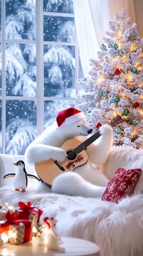 A polar bear playing the Rudolph song on a guitar #Christmas #holidays #xmas #guitar #ai #digitalart credit : @fantasydreams