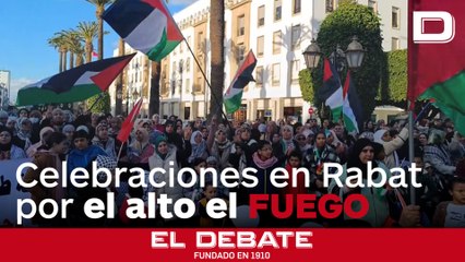 Decenas de personas en Rabat festejan el pacto de alto el fuego alcanzado entre Israel y Hamás