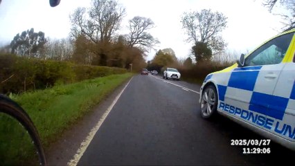 Cyclist films shocking near miss from a 'police livery'