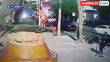 Anıt heykel üzerinde çıplak poz veren kadın, gözaltına alındı