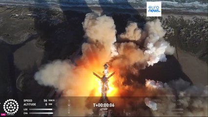 La segunda etapa del cohete Starship explota durante un vuelo de prueba