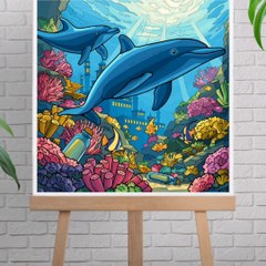 Number Art: Epic Whale Drawing with an Underwater City! | #Shorts #Art #Whales"