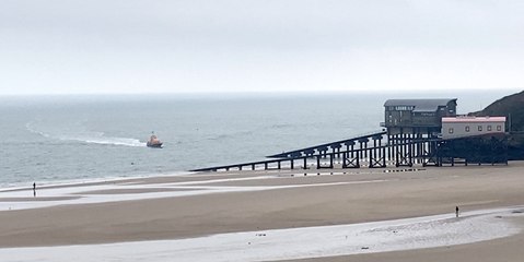 Tenby RNLI lifeboat returning to station after a call out