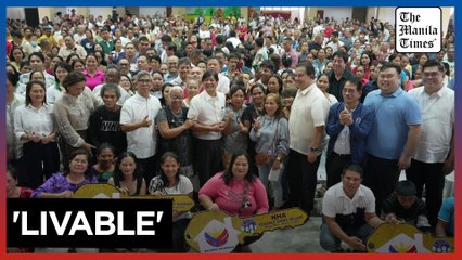Marcos leads ceremonial turnover of 8 completed 'Yolanda' housing projects in Leyte