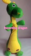Soft motor-driven plush dragon with recording singing dancing led-lighting function.