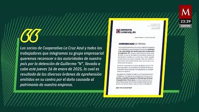 Cooperativa La Cruz Azul aplaude detención de 'Billy' Álvarez