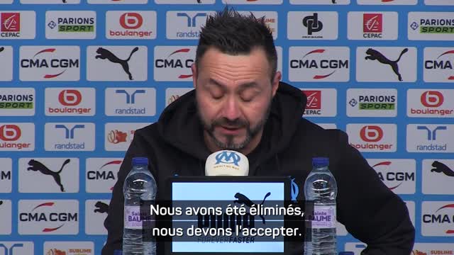 Marseille - De Zerbi : "Nous avons été éliminés, nous devons l'accepter"