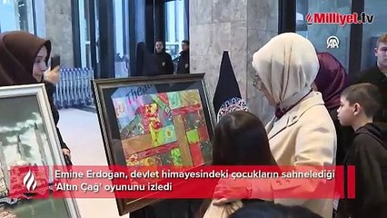 Emine Erdoğan 'Altın Çağ' oyununu izledi! 'Her biriniz işlendiğinde göz kamaştıracak birer cevhersiniz'