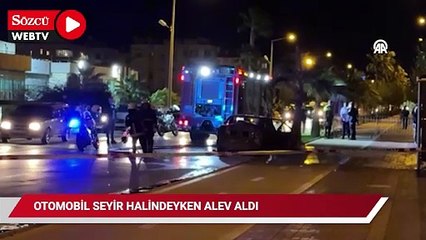 Seyir halindeyken alev alan otomobil yandı