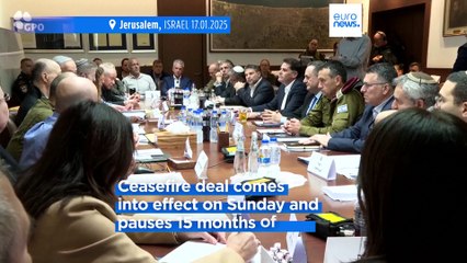 Israel's cabinet approves Gaza ceasefire deal, fighting will be paused on Sunday