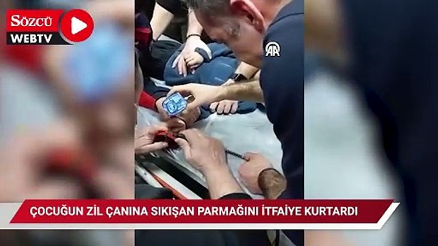 Çocuğun zil çanına sıkışan parmağını itfaiye kurtardı