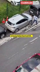 Park halindeki aracın aynasını kıran şahıs kamerada