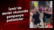 İzmir'de şampanya patlatılan devlet okulunda yeni görüntüler ortaya çıktı