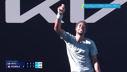 Monfils shows off his moves after making history