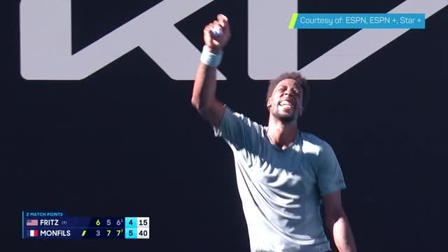Monfils shows off his moves after making history