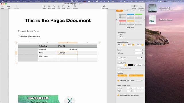 How to INSERT a Table to a Document On the Pages Application Using a Mac - Basic Tutorial | New
