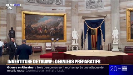Les tous derniers préparatifs à l'intérieur du Capitole, deux jours avant l'investiture de Donald Trump