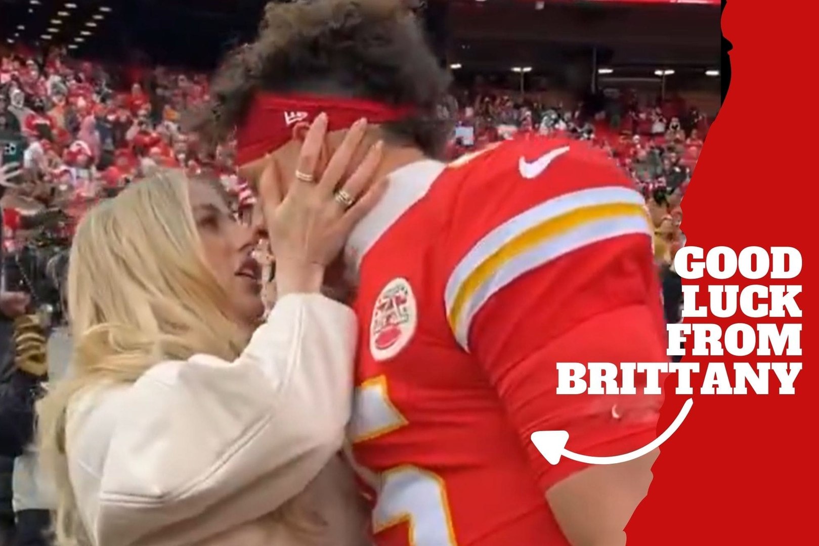 Pat & Brittany?s sweet moment before Divisional Round vs Texans