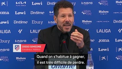 Atlético - Simeone : "Quand on s'habitue à gagner, il est très difficile de perdre"