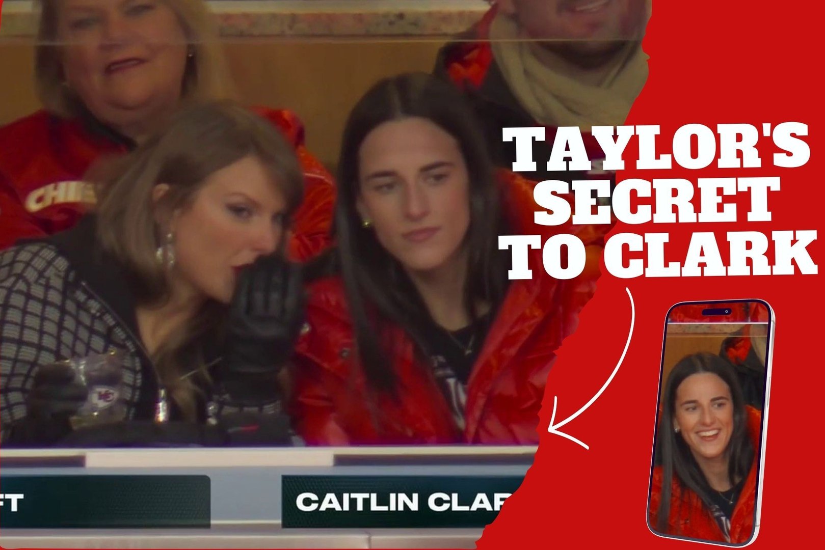 Chat over a secret! Taylor Swift chats with Caitlin Clark as they root for Kansa City Chiefs in the playoffs